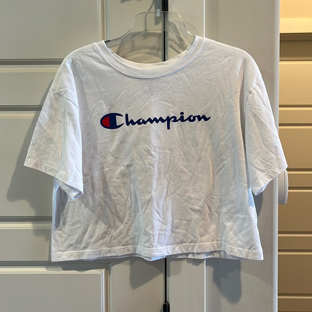 Women's gently used white Champion crop top